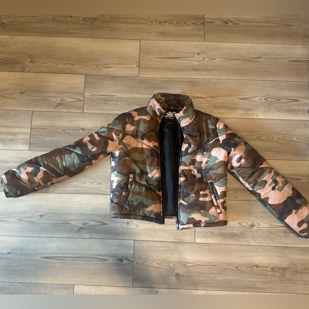 GBG Los Angeles Pink & Green Camo Kids Puffer Jacket